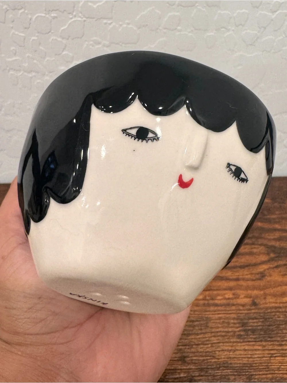 Kinska Face Planter Bowl Anthropologie Painted Ceramic Small 3” Tall
